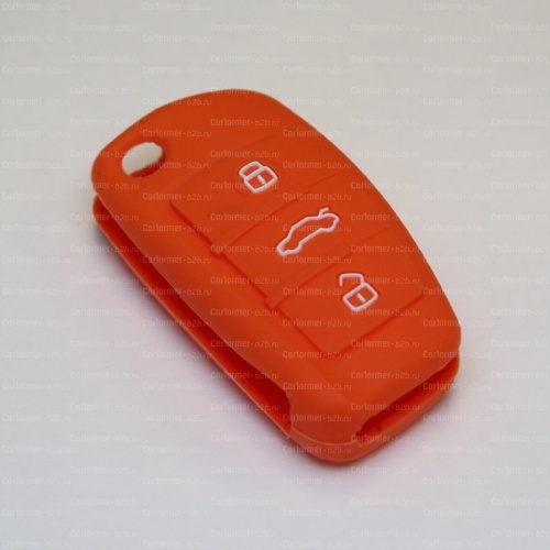 Силиконовый чехол для ключа зажигания Audi оранжевый фото 2