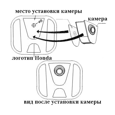 Камера переднего вида Honda в логотип фото 2