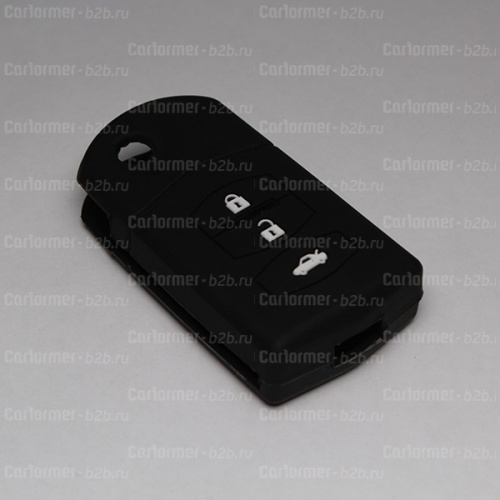 Силиконовый чехол для выкидного ключа зажигания Mazda черный фото 2
