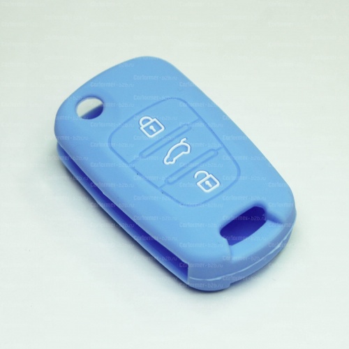 Силиконовый чехол для ключа зажигания Kia (тип 1) голубой фото 2