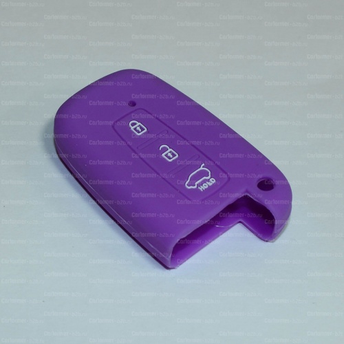 Силиконовый чехол для ключа зажигания Hyundai Smart 3 кнопки фиолетовый фото 2
