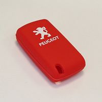 Силиконовый чехол для ключа зажигания Peugeot (тип 2) 2 кнопки красный