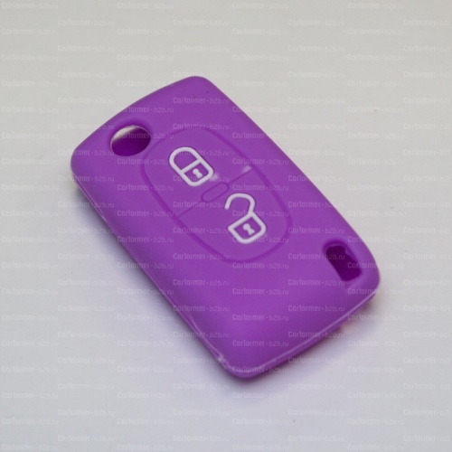 Силиконовый чехол для ключа зажигания Citroen 2  кнопки фиолетовый фото 2