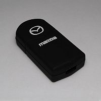 Силиконовый чехол для выкидного ключа зажигания Mazda 2 кнопки черный