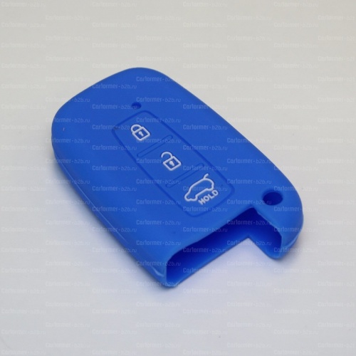 Силиконовый чехол для ключа зажигания Hyundai Smart 3 кнопки синий фото 2