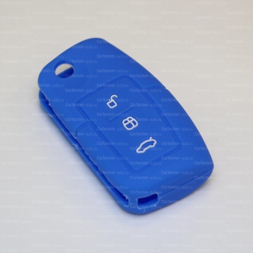 Силиконовый чехол для ключа зажигания Ford (тип 2) синий фото 2