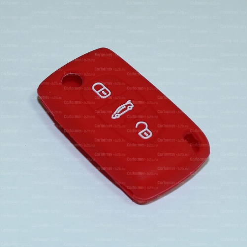 Силиконовый чехол для ключа зажигания Peugeot (тип 2) 3 кнопки красный фото 2