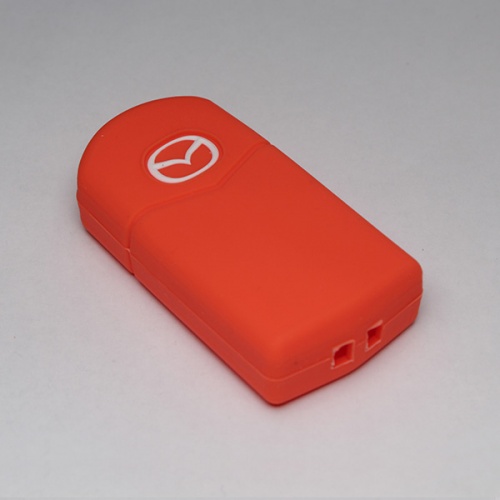 Силиконовый чехол для выкидного ключа зажигания Mazda 2 кнопки оранжевый