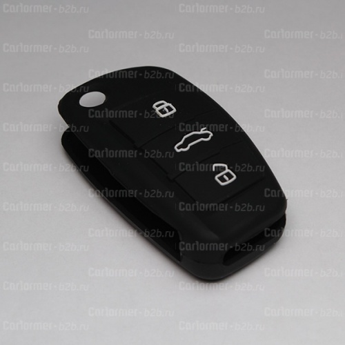 Силиконовый чехол для выкидного ключа зажигания Audi черный фото 2