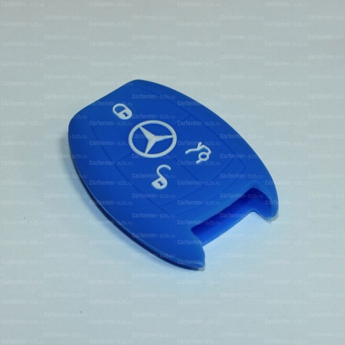 Силиконовый чехол для ключа зажигания Mercedes Benz (тип 4) синий фото 2
