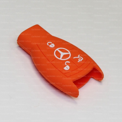 Силиконовый чехол для ключа зажигания Mercedes Benz (тип 2) оранжевый фото 2