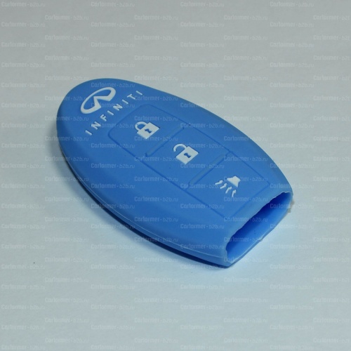Силиконовый чехол для ключа зажигания Infiniti 3 кнопки голубой фото 2