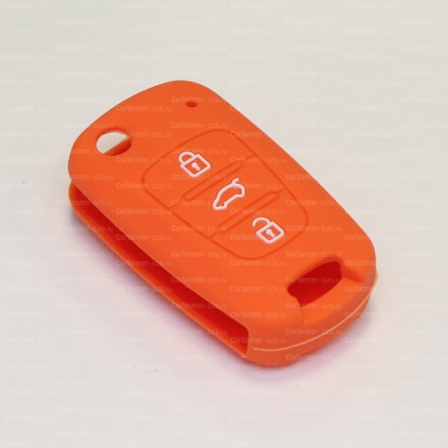 Силиконовый чехол для ключа зажигания Kia (тип 1) оранжевый фото 2