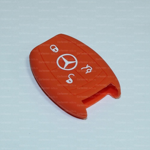 Силиконовый чехол для ключа зажигания Mercedes Benz (тип 4) оранжевый фото 2