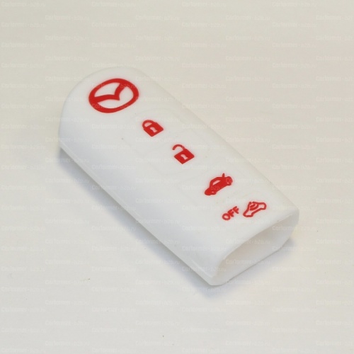 Силиконовый чехол для ключа зажигания Mazda Smart 4 кнопки белый фото 2