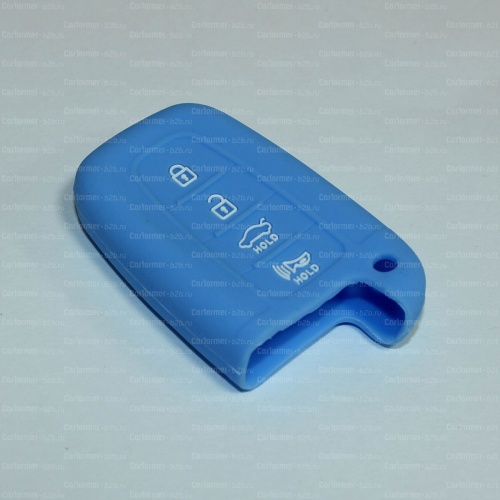 Силиконовый чехол для ключа зажигания Hyundai Smart 4 кнопки голубой фото 2