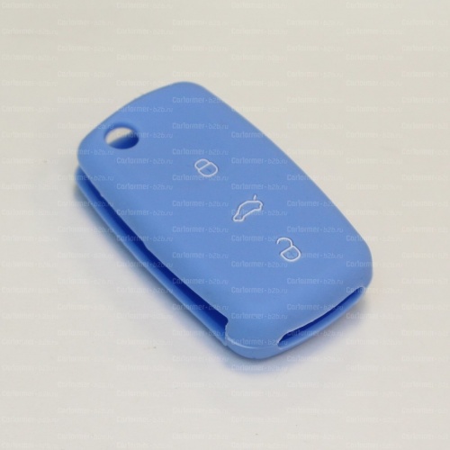 Силиконовый чехол для выкидного ключа зажигания Volkswagen (тип 2) голубой фото 2
