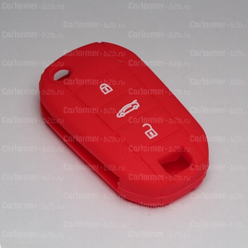 Силиконовый чехол для выкидного ключа зажигания Peugeot (тип 1) красный фото 2
