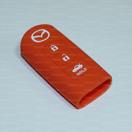 Силиконовый чехол для ключа зажигания Mazda Smart 3 кнопки оранжевый фото 2