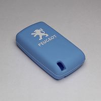 Силиконовый чехол для выкидного ключа зажигания Peugeot (тип 2) голубой