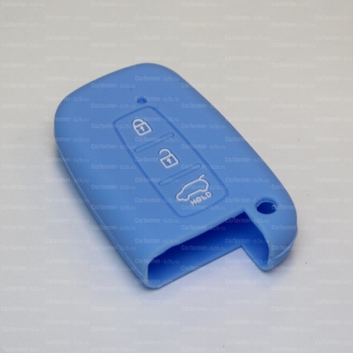 Силиконовый чехол для ключа зажигания Hyundai Smart 3 кнопки голубой фото 2
