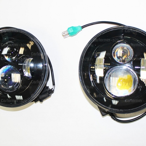 Светодиодные LED фары головного света 7 дюймов в черном исполнении фото 3